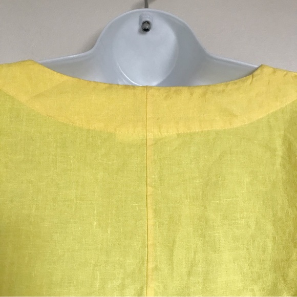 bryn WALKER Button Front Relaxed Linen Lagenlook Duster Jacket Yellow Medium - Picture 8 of 12